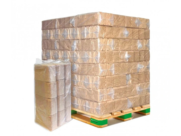 Drevené brikety RUF tvrdý – fólia/paleta 960 kg (96 x balenie 10 kg)