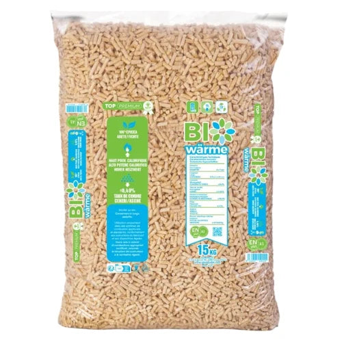 Paleta Bio Wärme – drevené pelety, 66 vriec po 15 kg ( 990 kg )